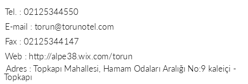 Hotel Torun telefon numaralar, faks, e-mail, posta adresi ve iletiim bilgileri